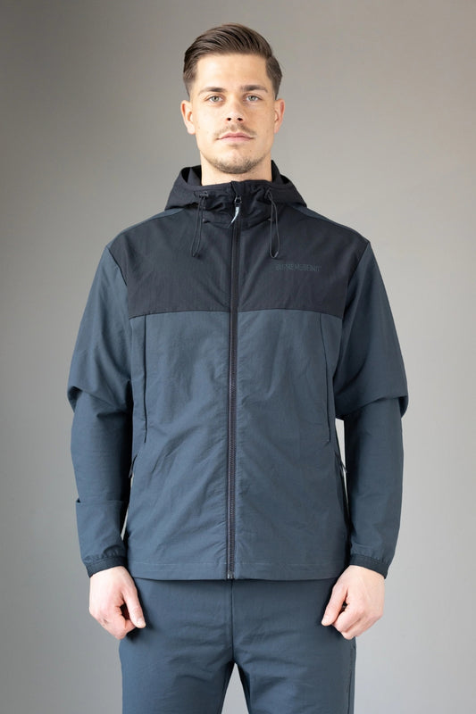 Streetwear Active full zip in block colour black and street grey with seam detailing